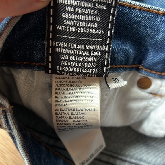 7 for all man kind High Waist Josefina with Frayed Back Hem Stranger Distress - Picture 8 of 11